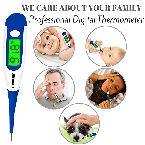 Best FDA Digital Medical Baby Thermometer , Easy Accurate and Fast 10 Second Read Fever Body Temperature , Flexible Tip ,Waterproof for Baby ,Kids, Adults, Pets ,Oral, Underarm,Rectal (Blue)