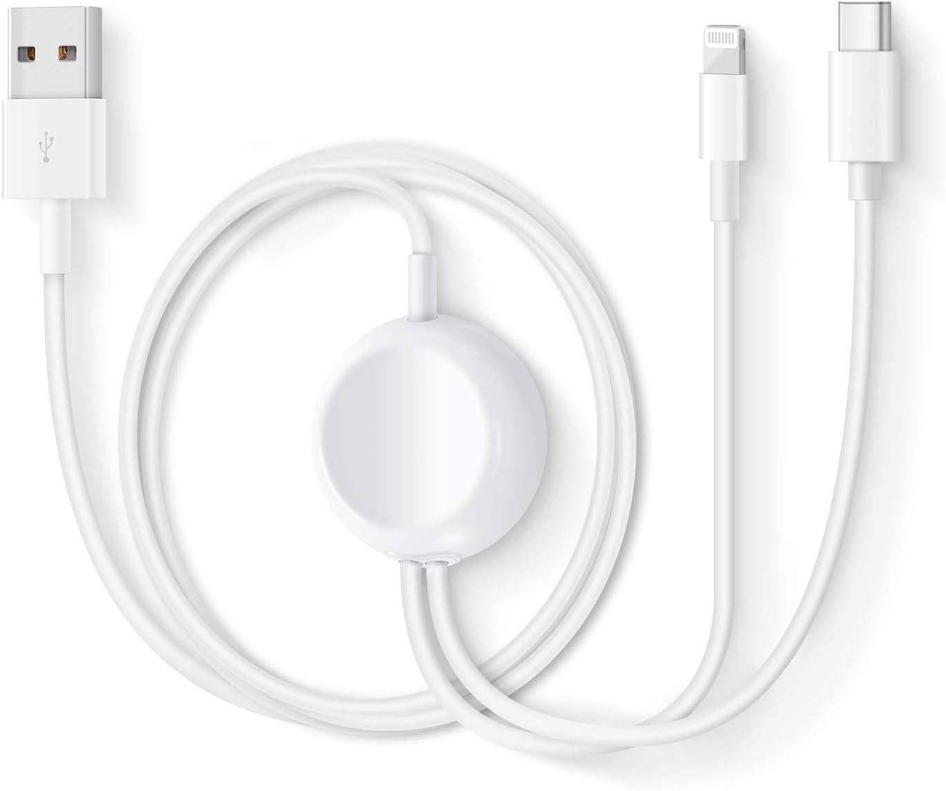 Charger Cable, USB C Type C Charger, 3 in 1 Qi Charging Cable 3.9 ft/1.2m Charging Portable Compatible with Watch Series 1/2/3/4 for 42mm 44mm