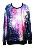 Pink Queen Women's Galaxy Print Roll Neck Pullover Sweatshirt