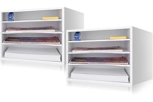 EMERIT Desk Paper Organzier Wood Paper Organizer Storage Office Paper Shelves Letter Tray File Sorter with Adjustable Shelves for Home Office