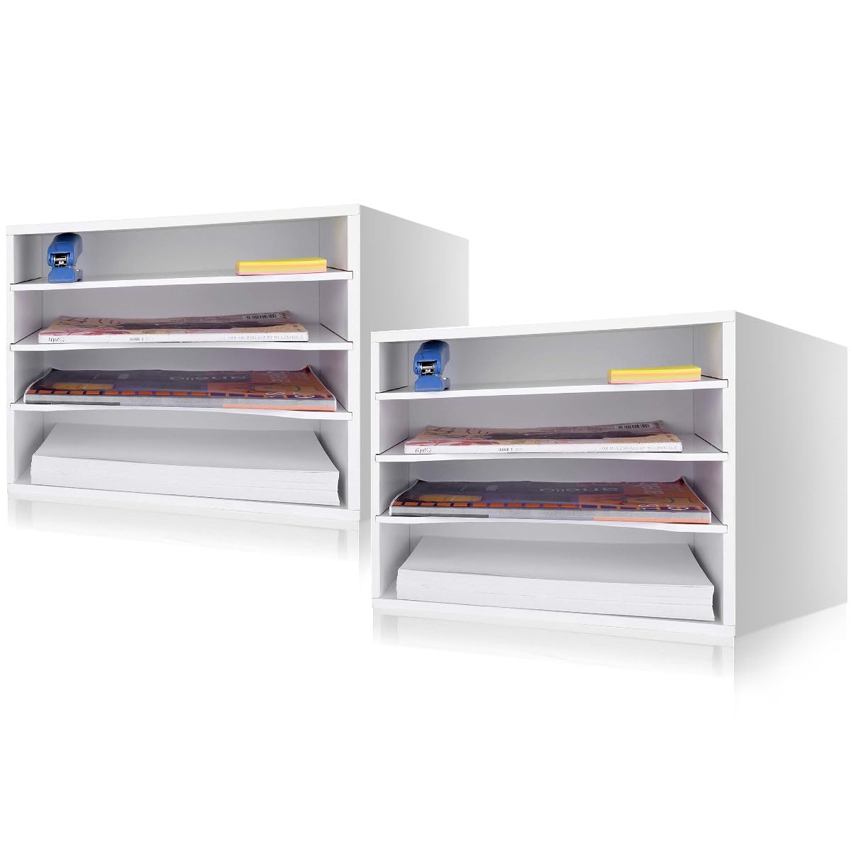 Photo 1 of Paper Organzier Wood Desktop Organizer Storage Letter Tray File Sorter with Adjustable Shelves for Home Office