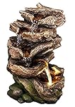 11" Forest Glade Log Fountain w/LED Light: Amazing Life-like Log Indoor/Outdoor Water Feature for Tabletops, Gardens & Patios. Hand-crafted Design. Recirculating adjustable pump. HF-L08-11LT
