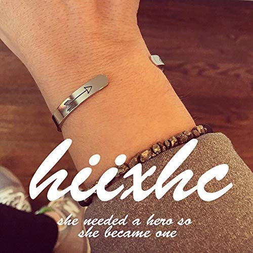 HIIXHC Inspirational Gifts Women Cuff Bracelet Bangle Stainless Steel EngravedÂ Jewelry Gifts with Sayings & Words for Women, Teen Girls (1-pcs she Needed a hevo so she Became one)