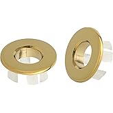 BWE Gold Sink Basin Trim Overflow Cover for Kitchen and Bathroom Vanity Sink Solid Brass Vessel Insert in Hole Round Caps Pac