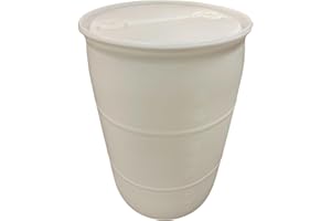 CHEMSTREAM 55 Gallon Water Barrel | Rain Barrel | Solid Mold | 2" Bung Holes | Good for Emergency Water Use | BPA Free | Food Safe | Includes (1) Barrel & (1) Faucet (Clear/Natural)