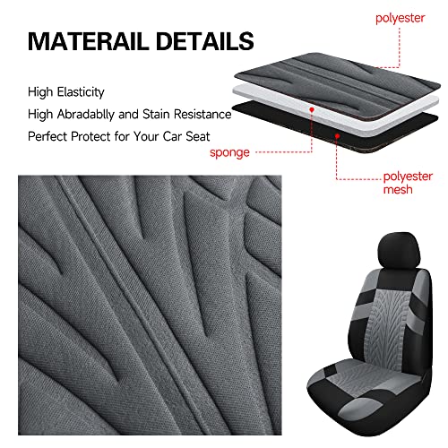Pariitadin Car Seat Covers Full Set, Washable and Breathable Premium Cloth Automotive Vehicle Seat Cover for Car Interior, Universal Fit for Most Cars, Sedan, Truck, SUV(Black/Gray)