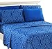 LUX Décor Paisley Queen Sheet Set – 6 Piece Ultra-Soft Microfiber Bed Sheets with Flat Sheet, 16 Inches Deep Pocket Fitted Sheet & 4 Pillowcases, Breathable, Bedroom Decor, Oeko-TEX – Navy Blue