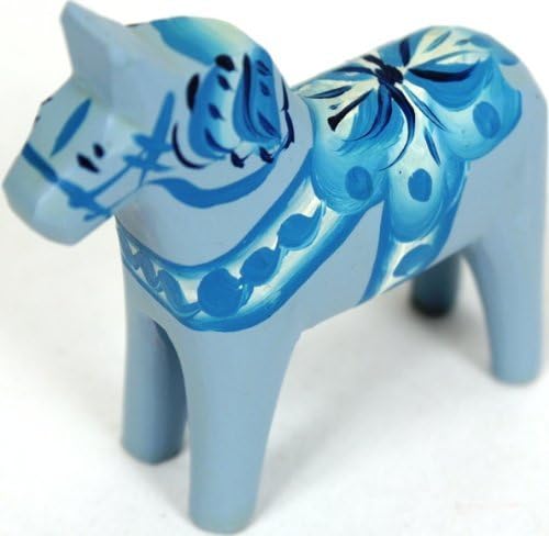 Traditional Wooden Swedish Dala Horse - Light Blue 2 (5cm) by Nils Olsson Hemslojd Ab