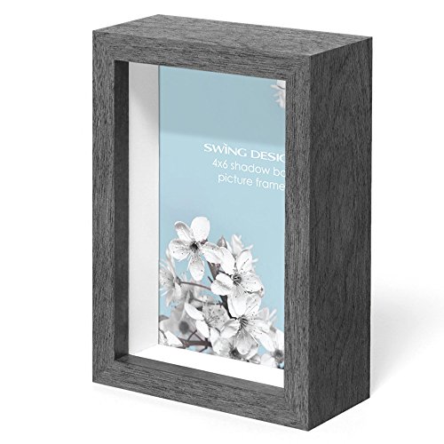 Swing design chroma shadow box frame, 4 by 6-inch, char…