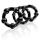 Eden Beaded Cock Rings Stretchy Comfortable Male Enhancers, Black