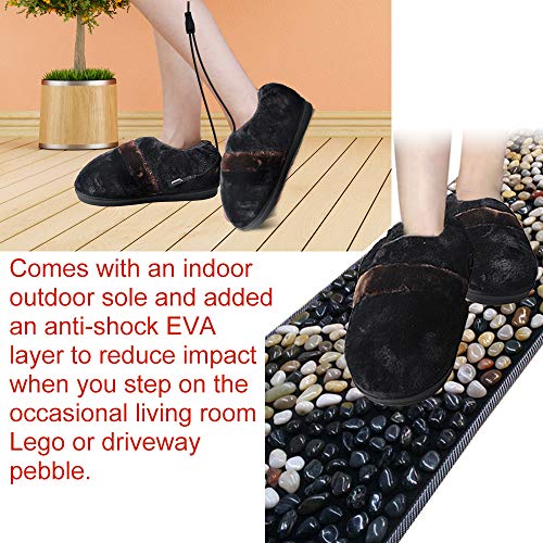 Heated Cold Weather Winter Warm Shoes,BIAL Heating Pad Indoor House Slipper Shoes,Time and Temperature Control USB Electric Heated Up Comfortable Plush Memory Foam Slippers to Keep Feet Warm