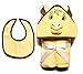 Pumpkinz Hooded Baby Towel Lion Face, Amazon Prime Best Deal, 100% Natural Cotton, Super Absorbent, Size 30x30 inches, Baby Bib GIFT