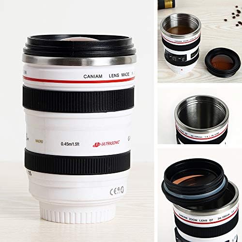 WYS Camera Lens Coffee Mug, 13.5 oz, The Latest Style Stainless Steel Travel Mug ~ Insulated Cup Works Great for Ice Drink,Hot Beverage~Novelty Gifts Thermos Cup for Outdoor activities