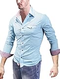 uxcell Men Contrast Color Long Sleeves Shirt