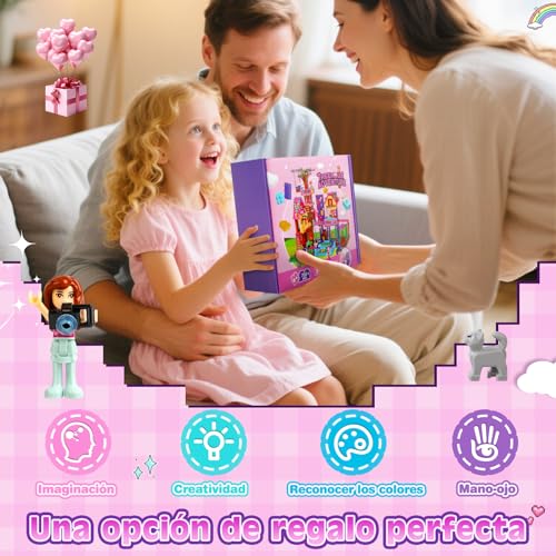 Charmofun Tree House Building Set, Tree House Building Set with 3 Characters and 4 Animals, Friends Friendship Tree House for Kids Ages 8 Years Old (Pink)