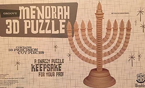 3D Groovy Menorah 38 piece Wooden Puzzle by Wembley Heritage