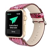 For Apple Watch Band,Voberry Premium Leather Replacement Strap for Apple Smart Watch 38mm (Hot Pink)