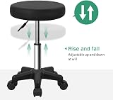 FURWOO Round Rolling Stool with Wheels Height Adjustable Spa Stool Black view 5