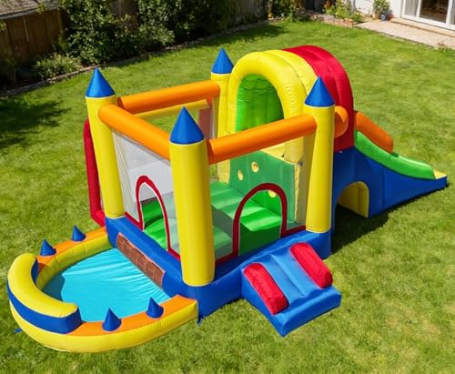 Ballsea Hüpfburg mit Gebläse für Kinder: Sicher, Spaßfördernd, XXL Indoor & Outdoor, mit Rutsche