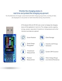 AVHzY - Multímetro digital USB para medidor de corriente de carga, detector de voltaje DC 26.0000V 6.0000A de velocidad de prueba de cables de carga PD 2.0 3.0 QC 2.0 3.0 4.0 o pps