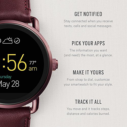 Fossil Q Wander Gen Wine Leather Touchscreen Smartwatch FTW2113