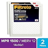 Filtrete Healthy Living Ultra Allergen Reduction AC Furnace Air Filter, MPR 1500, 14 x 14 x 1-Inches, 2-Pack