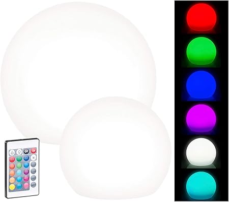 Lunartec Solar Leuchtkugel Bundel Solar Led Leuchtkugeln Mit Fernbedienung O20cm O30cm Solar Kugelleuchte Amazon De Garten