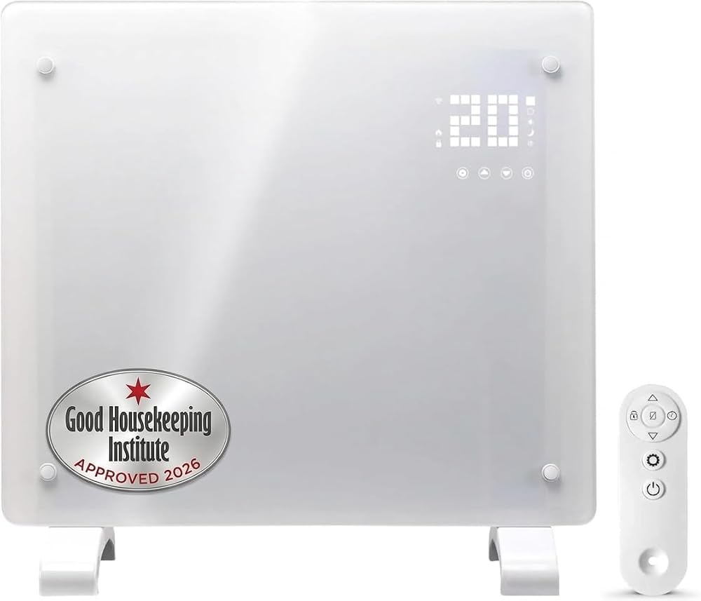 Devola Wifi Enabled Glass Panel Heater 500W White DVPW500WH