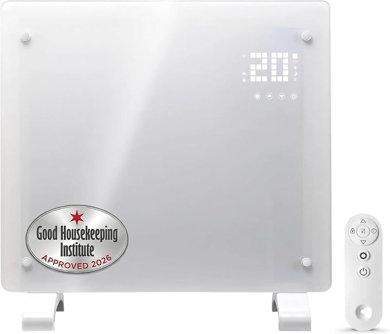 Devola Wifi Enabled Glass Panel Heater 500W White DVPW500WH