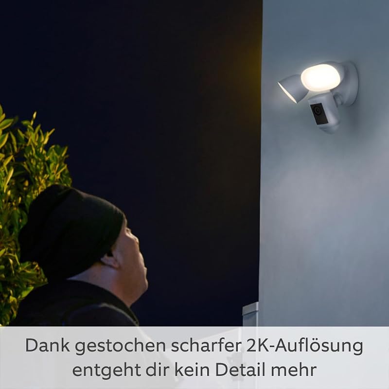 Flutlichtkamera Pro Kabel (Floodlight Cam Wired Pro) | Außenkamera mit 2K-Video mit Ring Vision, 3D-Bewegungserfassung, Sirene, Überwachungskamera | 30-tägige kostenlose Testphase für Ring Home