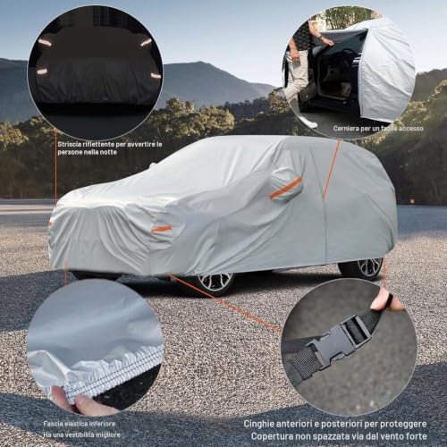 Kayme Outdoor Car Cover, Compatible with BMW X5 (2010-2025), 6-Way Cover for Waterproof Anti UV Anti Wind Dustproof Cover with Zip and Cotton