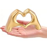 Joogour Small Heart Hands Sculpture-Gold Shelf Decor for Living Room, Love Finger Statue Modern Aesthetic Unique Accent Decor Bedroom Knick Knacks -Gifts for Wedding Christmas Birthday(Gold)