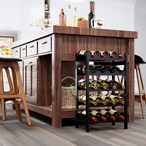 HOMECHO Bamboo Wine Rack, Floor Wine Storage Rack, 20 Bottles Holder
