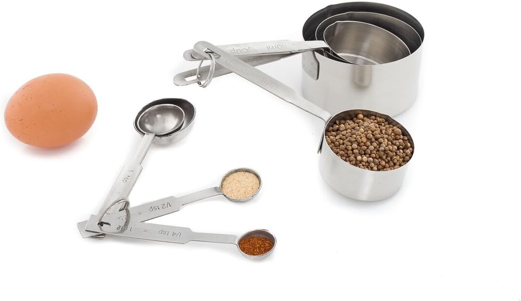 Sungo 8 Piece Premium Stainless Steel Deluxe Measuring Cup and Measuring Spoon Set,