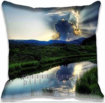 Home Decorative Accent Throw Pillow Cover River Calm Landscape Cushion Case Pillow Sham for Sofa(No Pillow)18x18inch