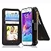 Galaxy Note 4 Case, Note 4 Case, CaseUp 12 Card Slot Series - [Zipper Cash Storage] Premium Flip PU Leather Wallet Case Cover With Detachable Magnetic Hard Case For Samsung Galaxy Note 4 - Black