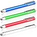 Dimples Excel New Generation 4 x 5.3 13.5cm Stylus Pens with Ultra Slim 6mm Micro-Knit Hybrid Fiber Tip + 4 x Replacement Tips (4pcs - Dark Blue/Green/Silver/Red)
