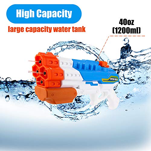Gdaytao 1200CC High Capacity Water Guns with 4 Nozzles Water Blaster Pistol with 30-35 Feet Shooting Range Kids Adults Super Squirt Guns for Swimming Pool Beach Sand Water Fighting