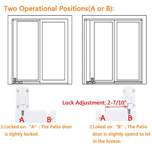 Patio Sliding Door Security Foot Lock Kick Lock, Fits on Top Rail