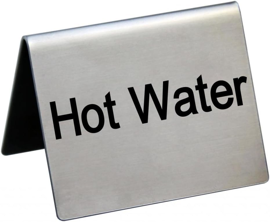 New Star Foodservice 27143 HOT Water Table Tent Sign, Stainless Steel, 2 x 2-Inch, Set of 6