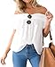 Women's Off Shoulder Boho Loose Casual Blouses Crop Tops (US 10, White)