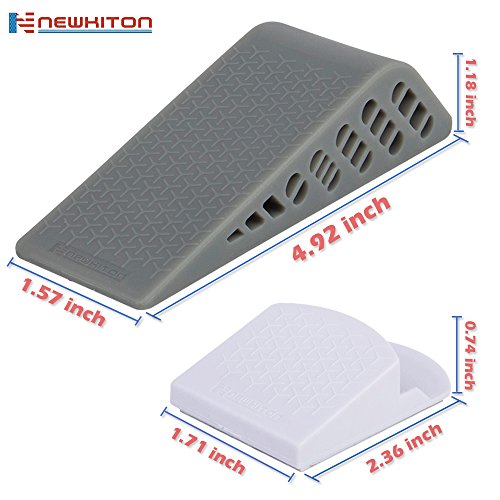 Newkiton 4Pcs/Set Rubber Door Stops Wedge Flexible Floor Door Stopper Finger Protector (Grey)