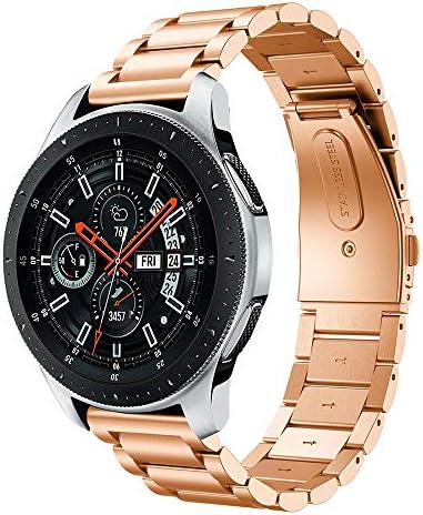 Compatible For Samsung Galaxy Watch 46mm Metal Band 22mm Width Stainless Steel Replacement Metal Watch Bands For Samsung Galaxy Watch 46mm Sm R800 Smart Watch Rose Gold 5 70 8 10 Cell Phones Accessories