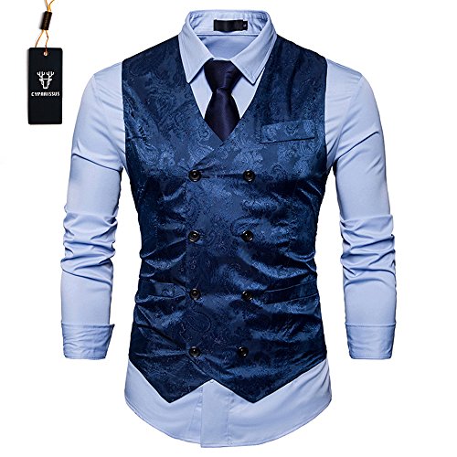 Cyparissus Mens Suit Vest Dress Vest Waistcoat for Men Tuxedo Vest