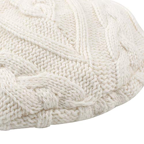 Winter Warm Knitted Baby Hat for Girls Cotton Lined Infant Toddler Girls Hat Autumn Cute Bow Classic Girls Beanie 0-6Y(S,White) - Thumbnail 5