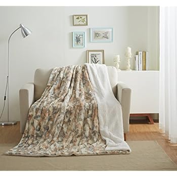 Outlet Bella Safari Faux Fur Plush Throw Blanket Comforter Aq607