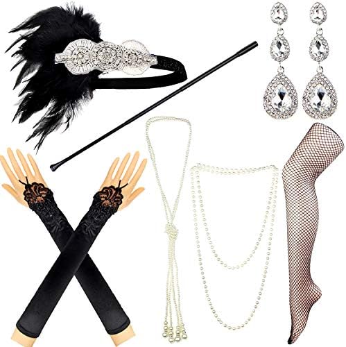 BundleMall 1920s Accessories Themed Costume Mardi Gras Party Prop Additions To Flapper Dress (set 40)