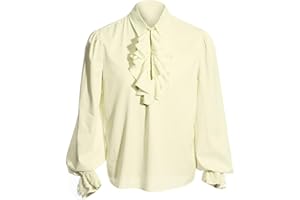 Heyigrow Mens Pirate Shirts, Long Sleeve Ruffled Lace Tops Vampire Cosplay Renaissance Medieval Victorian Polyester Costume