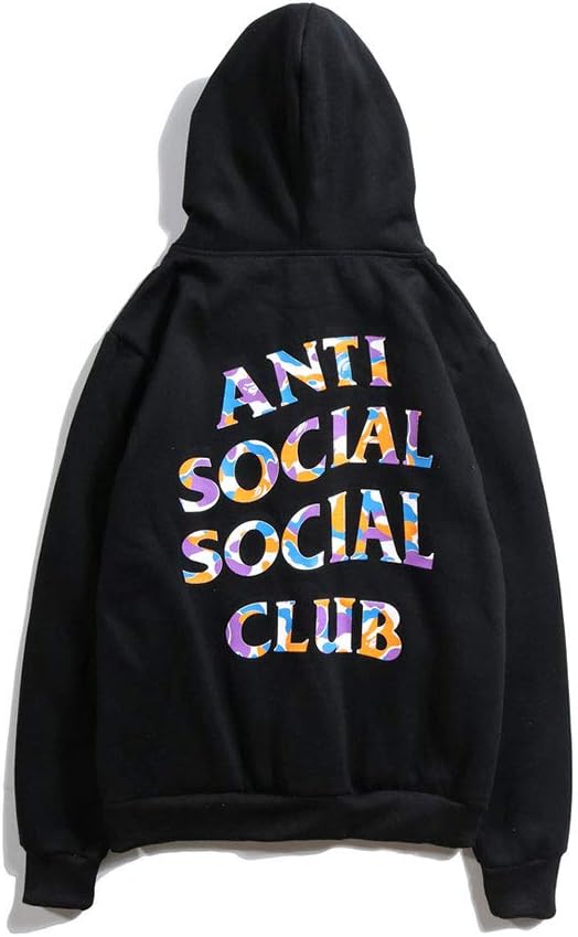 QYS Anti Social Social Club Women's Long Sleeve Pullover Hoodie Sweatershirts,Black,M