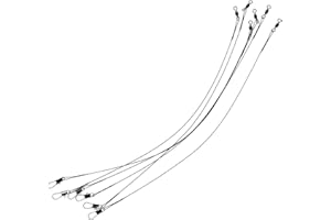 Rite Angler Wire Leader Rig Nylon Coated (6 Pack) 20lbs, 30lbs, 45lbs in Various Lengths with Crane Swivels and Interlock Snaps for Saltwater Fishing (Silver)
